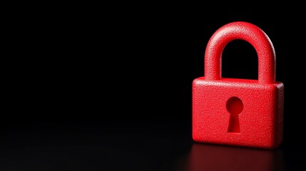 Bright Red Padlock on Dark Background Symbolizing Security and Protection in Digital and Physical Spaces
