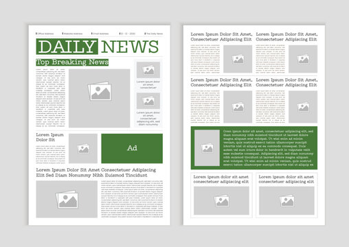 News column articles newsprint magazine design. Newspaper layout template. Brochure newspaper sheets. Editorial journal vector template design