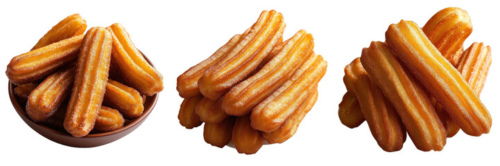 crispy churros on transparent background