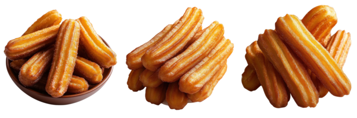 crispy churros on transparent background