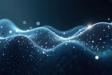 Abstract futuristic wave pattern with white and gray dots and light technology texture background,  pattern,  3d rendering
