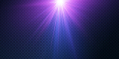 Light effect of light and rays flash. On a transparent background.