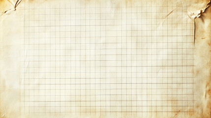 A vintage-style blank graph paper texture with a visible line grid and aged edges, ideal for creating retro or historical designs on a white background.