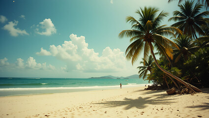 Obraz premium tropical beach with palm trees