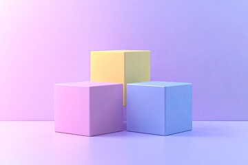 Obraz premium Pastel colored cubic display podiums