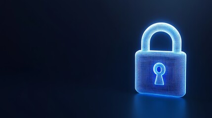 Fototapeta premium Digital representation of a glowing lock in blue color symbolizing security and protection in cyberspace technology