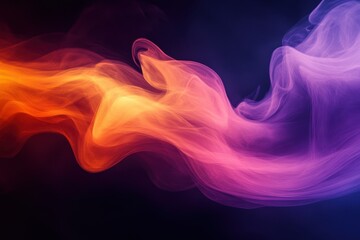 Obraz premium Abstract ethereal waves of vibrant orange and purple hues creating a mesmerizing and dynamic flow against a dark background