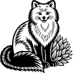 Fototapeta premium A meticulously designed black and white fox silhouette image 