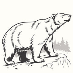 Obraz premium Majestic Polar Bear: A strong polar bear stands confidently, its thick white fur and powerful build evident against the stark landscape.