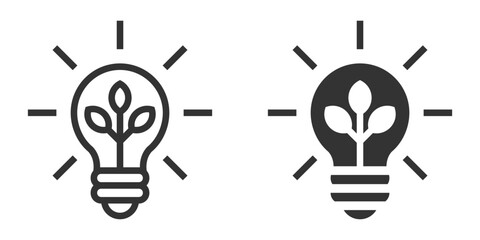Vector icon of lightbulb with sprouting plant inside.