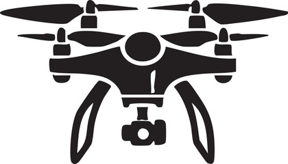 Flying Drone Black Silhouette Vector