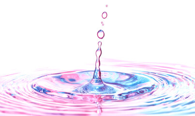 Glossy Rain Droplets Forming Perfect Patterns on Calm Water Surface Isolate on White Background