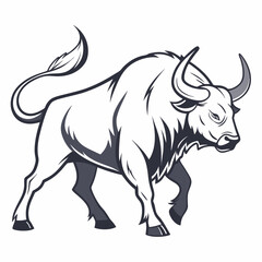 Obraz premium Strength and Power: A bold illustration of a bull showcasing strength and dominance. The artwork uses strong lines and contrasting shades to bring the animal's powerful form to life. 