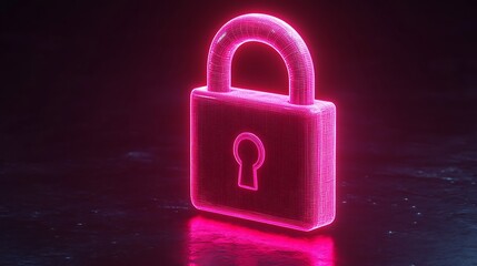 Fototapeta premium Futuristic Neon Lock Concept Representing Security and Privacy in Digital World with Vibrant Glow