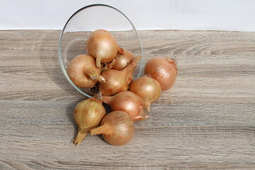 onions on a wooden table