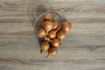 onions on a wooden background