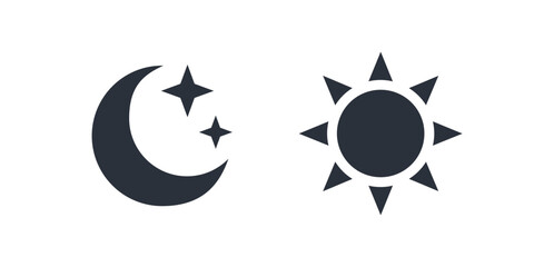 Day and Night Mode Icon. Sun and Moon Symbol for Light and Dark Mode Switch.