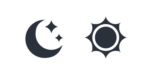 Day and Night Mode Icon. Sun and Moon Symbol for Light and Dark Mode Switch.