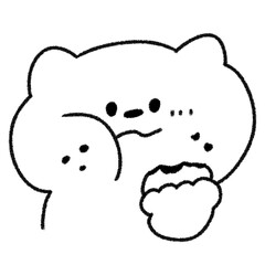 もぐもぐ食べるうれしいネコ (モノクロ)