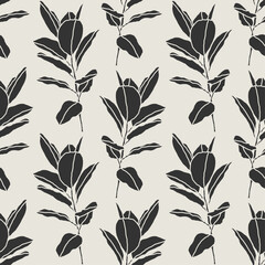 Trendy minimalist seamless botanical pattern with abstract creative hand drawn composition