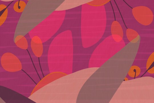 Modern floral background in shades of pink and orange