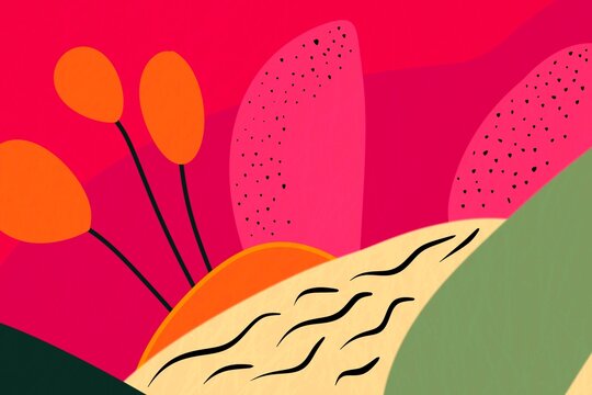 Abstract floral illustration with vibrant color blocks