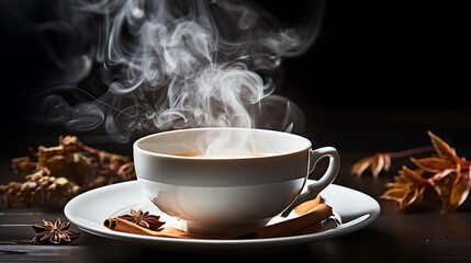 Aromatic Steam Rising from a Cup of Tea, Autumnal Ambiance