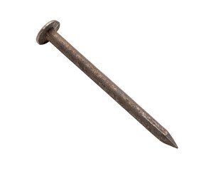 Metal nail PNG cutout isolated on white background, transparent and sharp details, ideal for design use, construction, or DIY project graphics