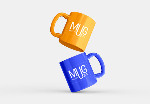 Set of Two Coffee Mugs Mockup