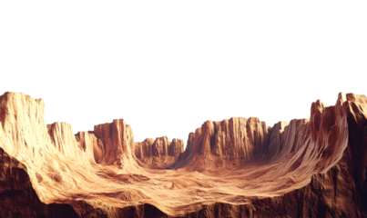 Warm Earth Tone Canyon with Cliffs and Gradients at Golden Hour Isolate on Transparent Background, cutout, png
