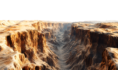 Breathtaking View of a Deep Desert Canyon with Warm Earthy Tones Isolate on Transparent Background, cutout, png