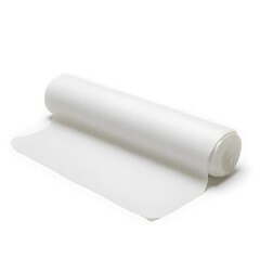 A pristine roll of smooth, luxurious fabric promising endless creative possibilities, elegantly unfurling against a clean white backdrop.