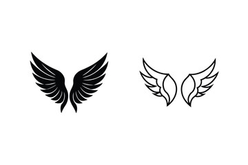 Two stylized wing designs black, line art, graphic, symbol, logo, freedom, flight, avian, emblem, ice