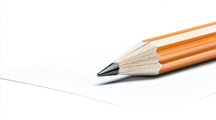 Close up of Sharpened Wooden Pencil on White Paper