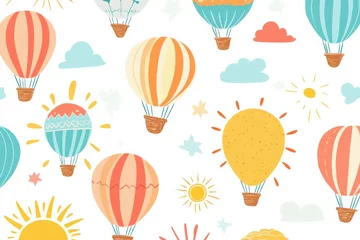 Colorful hot air balloons and sunshine pattern for summer enjoyment