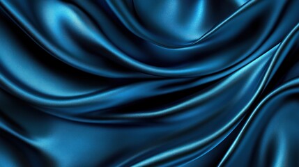 Obraz premium Luxurious deep blue satin fabric with elegant folds and drapes.