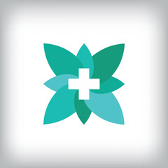 Different colorful flower and health plus logo design. Simple medical health communication corporate template.