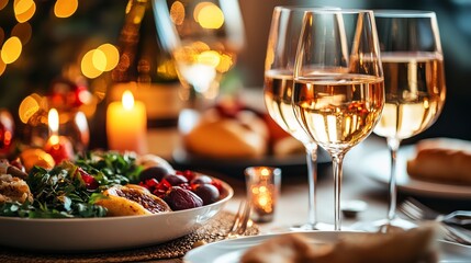 Elegant Dining Experience Featuring Gourmet Cuisine and Fine Wine in a Cozy Atmospheric Setting