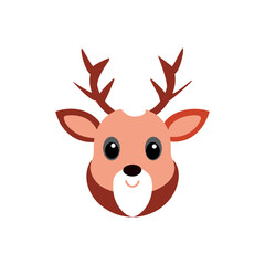 Cute cartoon reindeer wearing a Santa hat in a festive winter scene