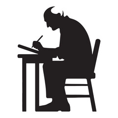 Elderly Man Writing on Paper silhouette, thoughtfully penning his memories - Writing illustration - Minimalist Old Man vector - A lifetime in ink

