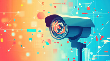 A high-fidelity image of a futuristic AI-powered surveillance camera design.