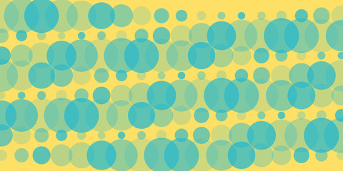 Abstract background of overlapping blue and turquoise circles on a yellow gradient, graphic design element