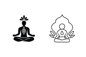 Mindfulness Meditation Yoga Icons Spiritual Wellness Symbols