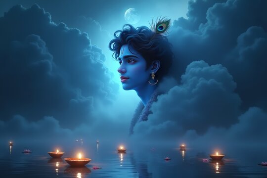 Magical Lord Krishna Dancing Joyfully While Playing His Divine Flute