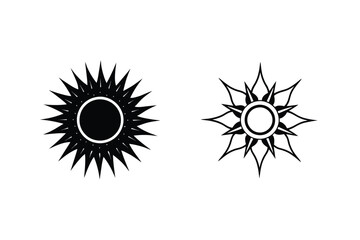 Stylized Sun Icons Black and White Solar Symbols Designs