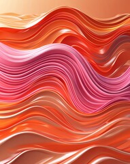 Obraz premium orange with pink metallic glowing waves abstract background for card or greeting template banner backdrop