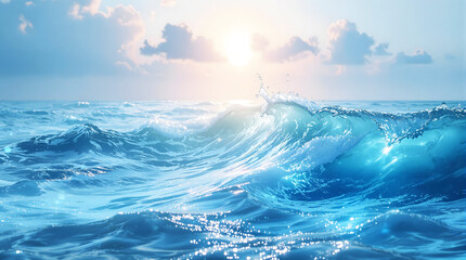 Dreamy Ocean Background, Gentle Waves, Soft Seafoam & Powder Blue, Whisper-Like Gradients. 