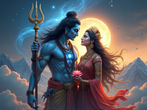 Divine union of Lord Shiva and Goddess Parvati