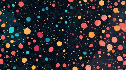 Abstract colorful dots pattern on dark background.