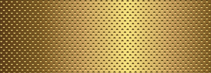 Luxurious Gold Metal Perforated Background | Vector Illustration